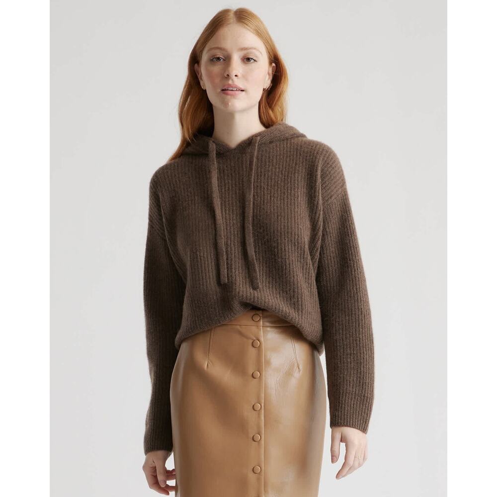 Quince Mongolian Cashmere Fisherman Pullover Hoodie in Brown Size XL✨